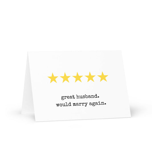 5 stars great husband funny greeting card - Not Your Granny's Greetings