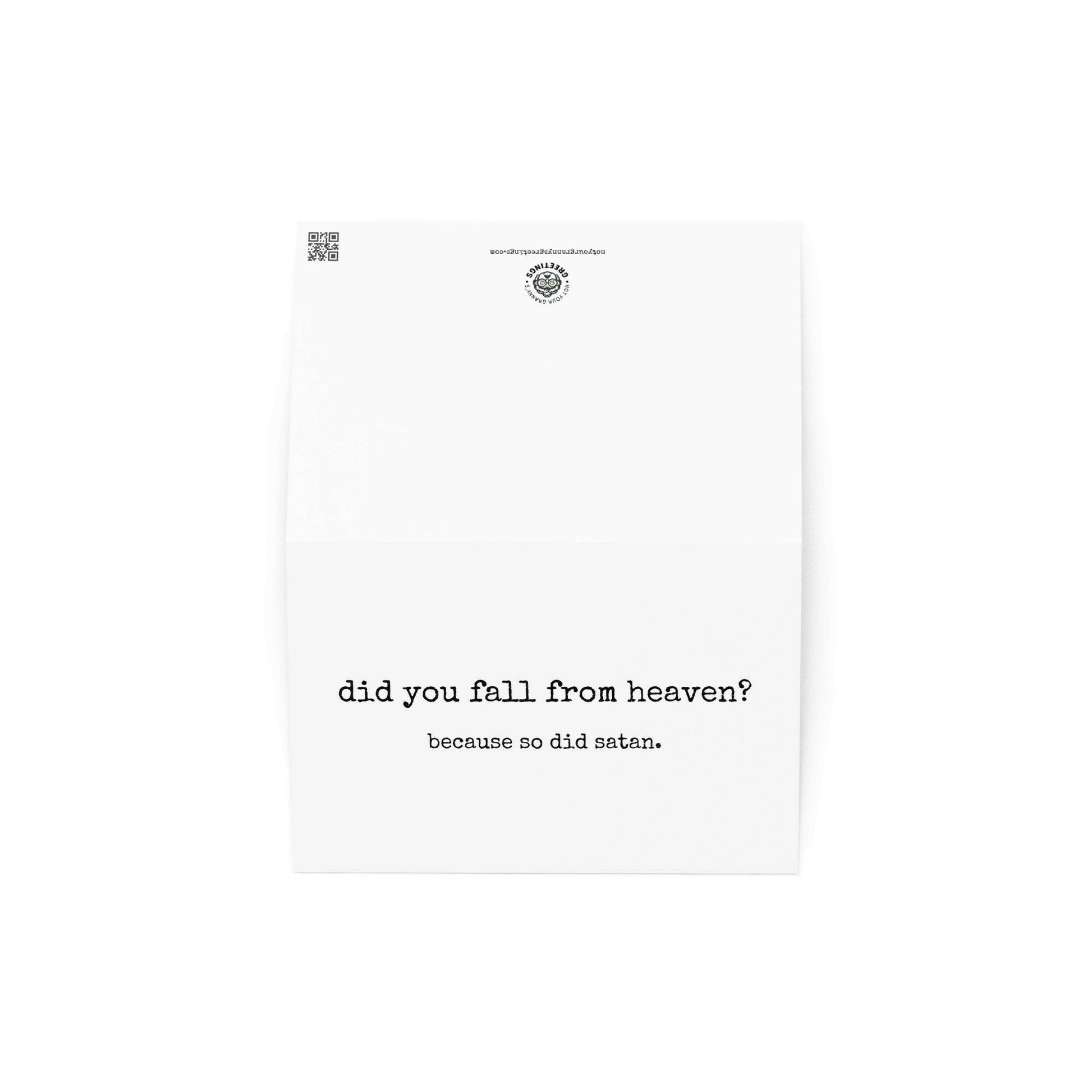 Did you fall from heaven? funny greeting card - Not Your Granny's Greetings