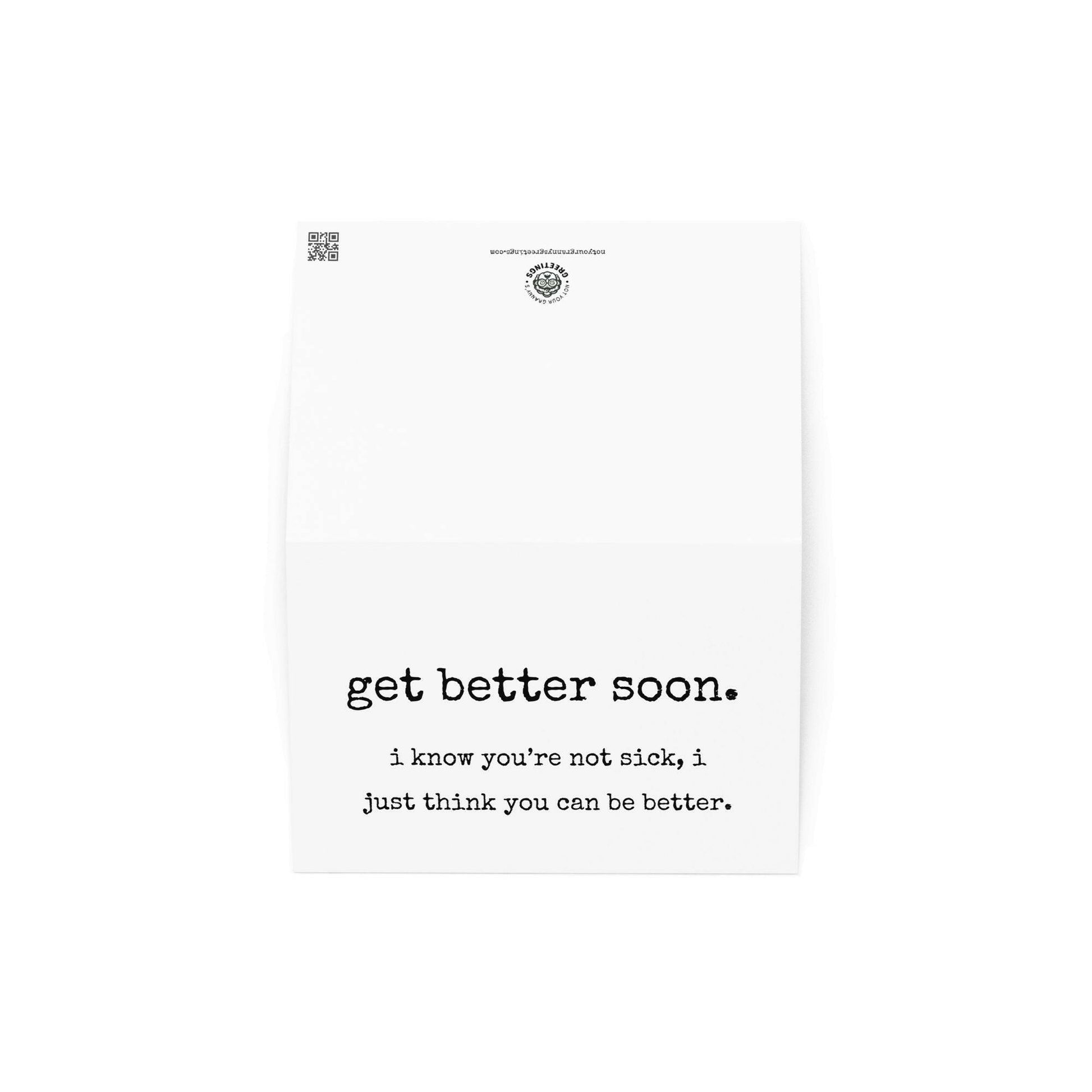 Get better soon funny greeting card - Not Your Granny's Greetings