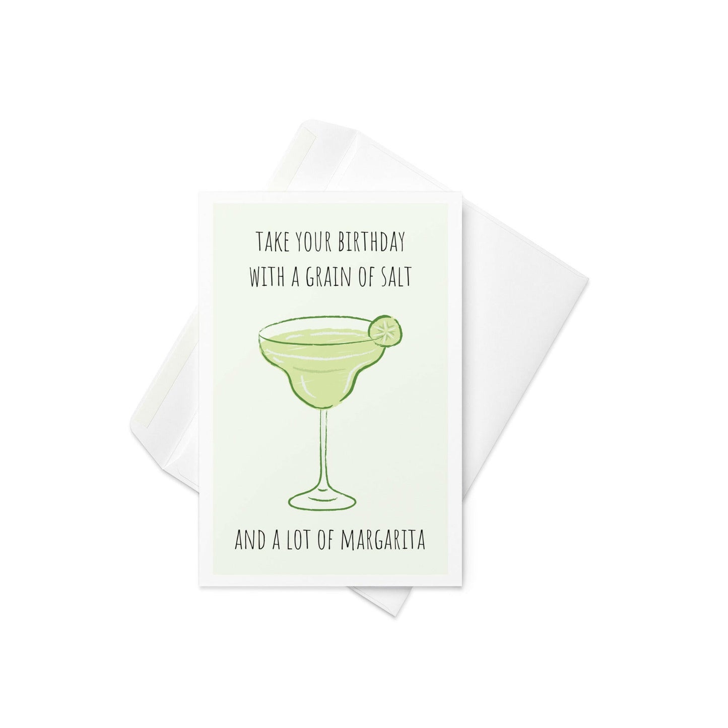 Take your birthday with a grain of salt funny birthday greeting card - Not Your Granny's Greetings