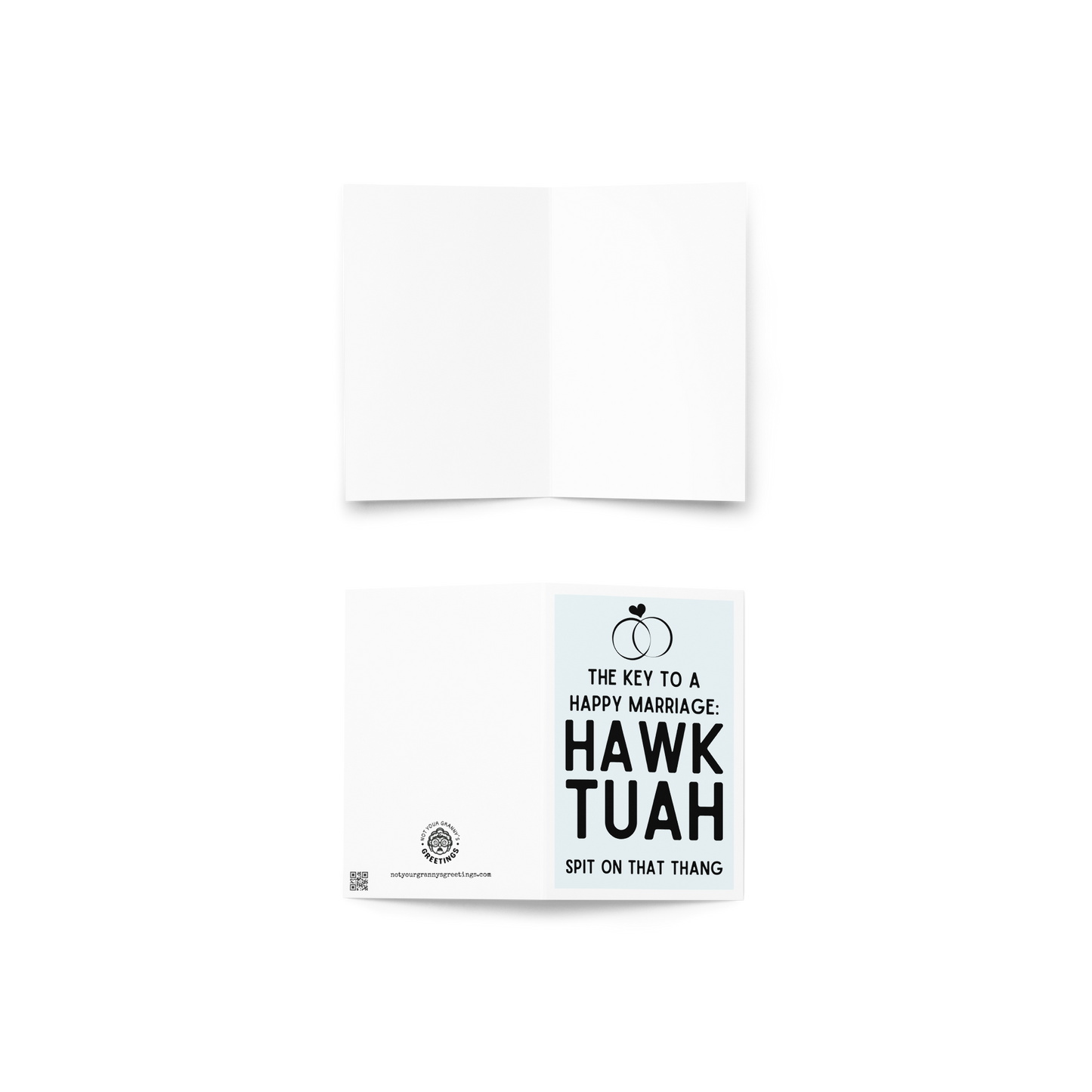 The key to a happy marriage Hawk Tuah funny wedding card