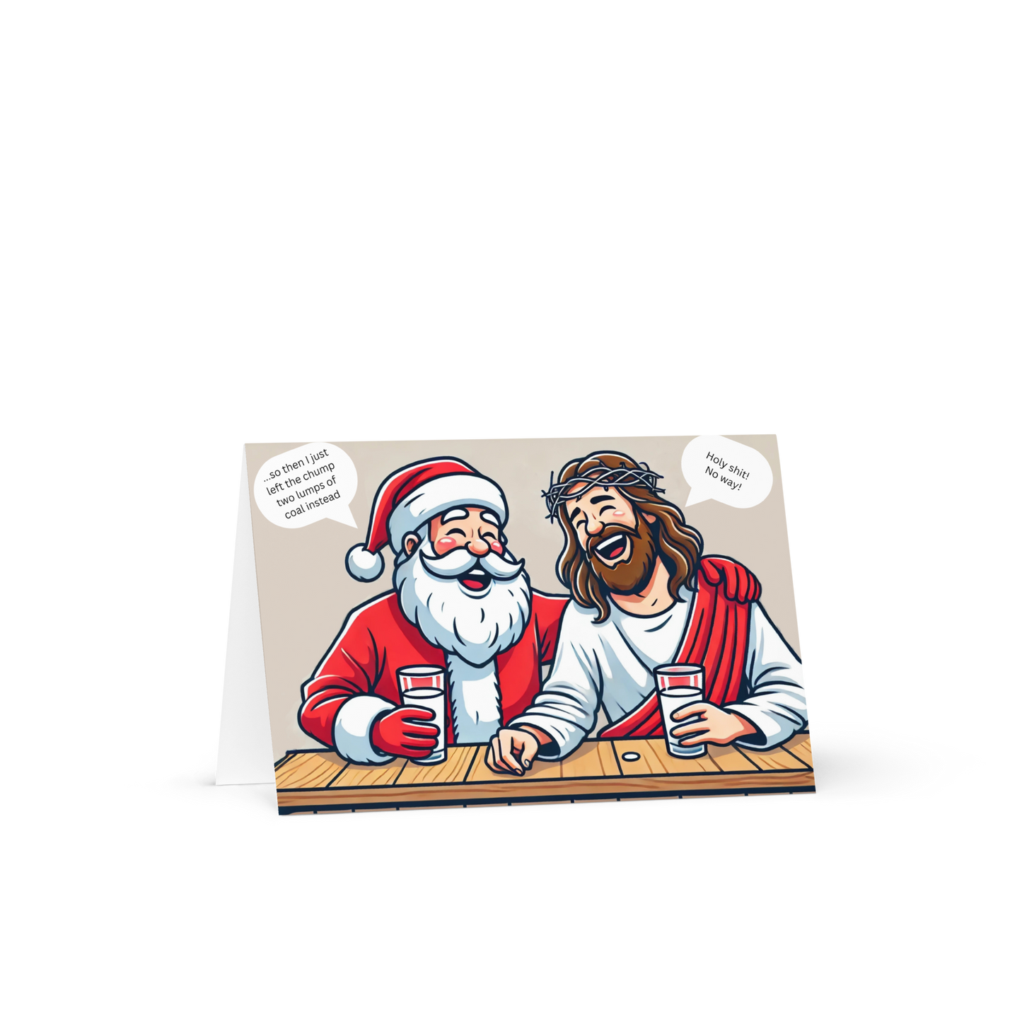 Santa and Jesus at a Bar Funny Christmas Card