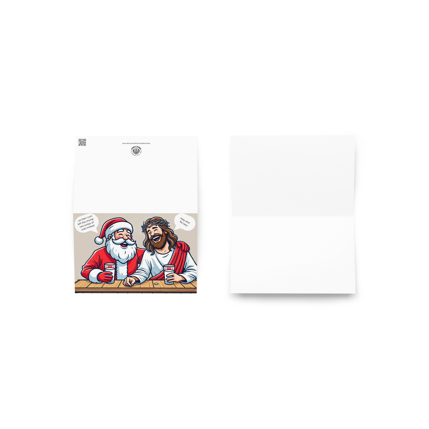 Santa and Jesus at a Bar Funny Christmas Card