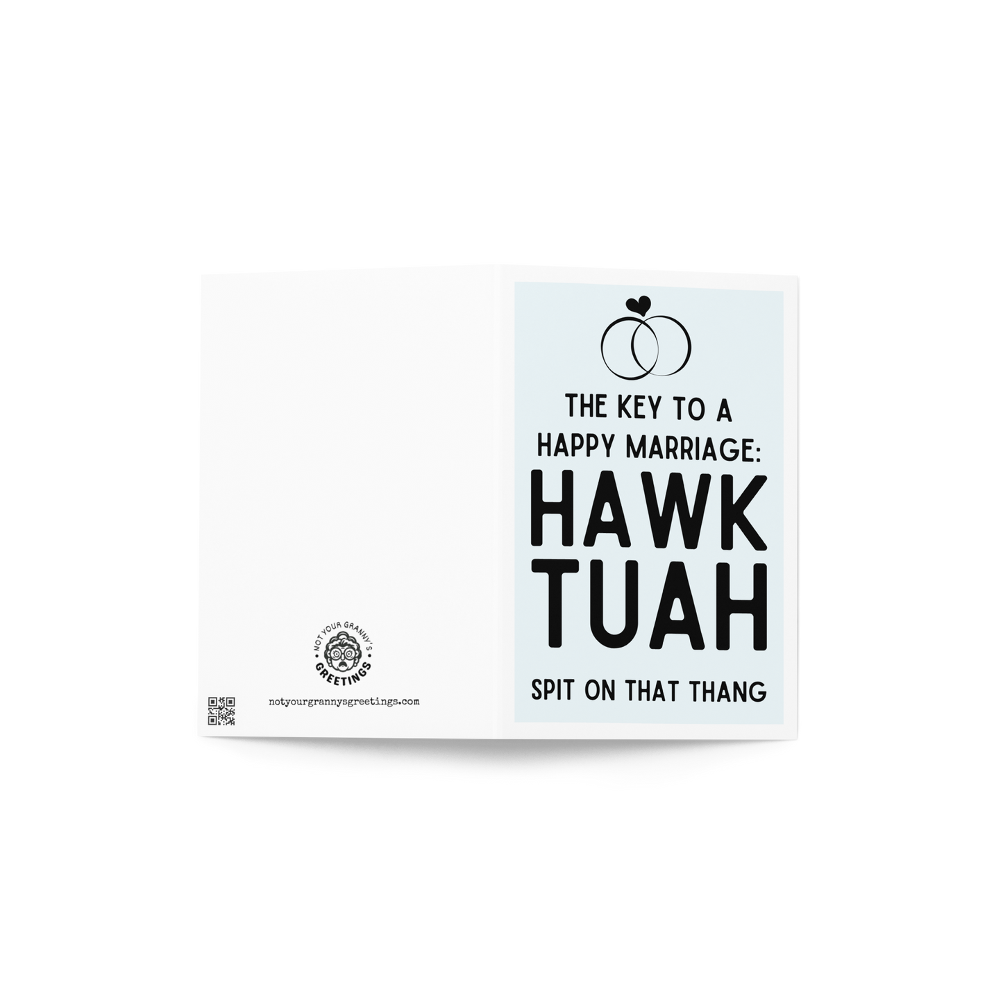 The key to a happy marriage Hawk Tuah funny wedding card