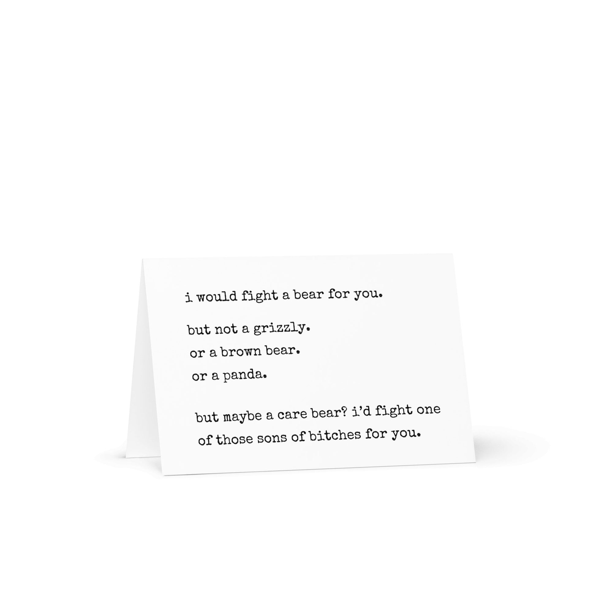 I would fight a bear for you greeting card - Not Your Granny's Greetings