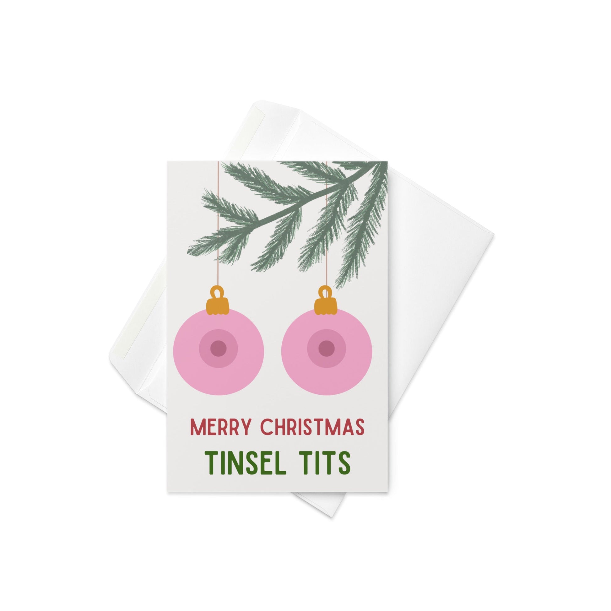 Merry Christmas tinsel tits funny Christmas card - Not Your Granny's Greetings