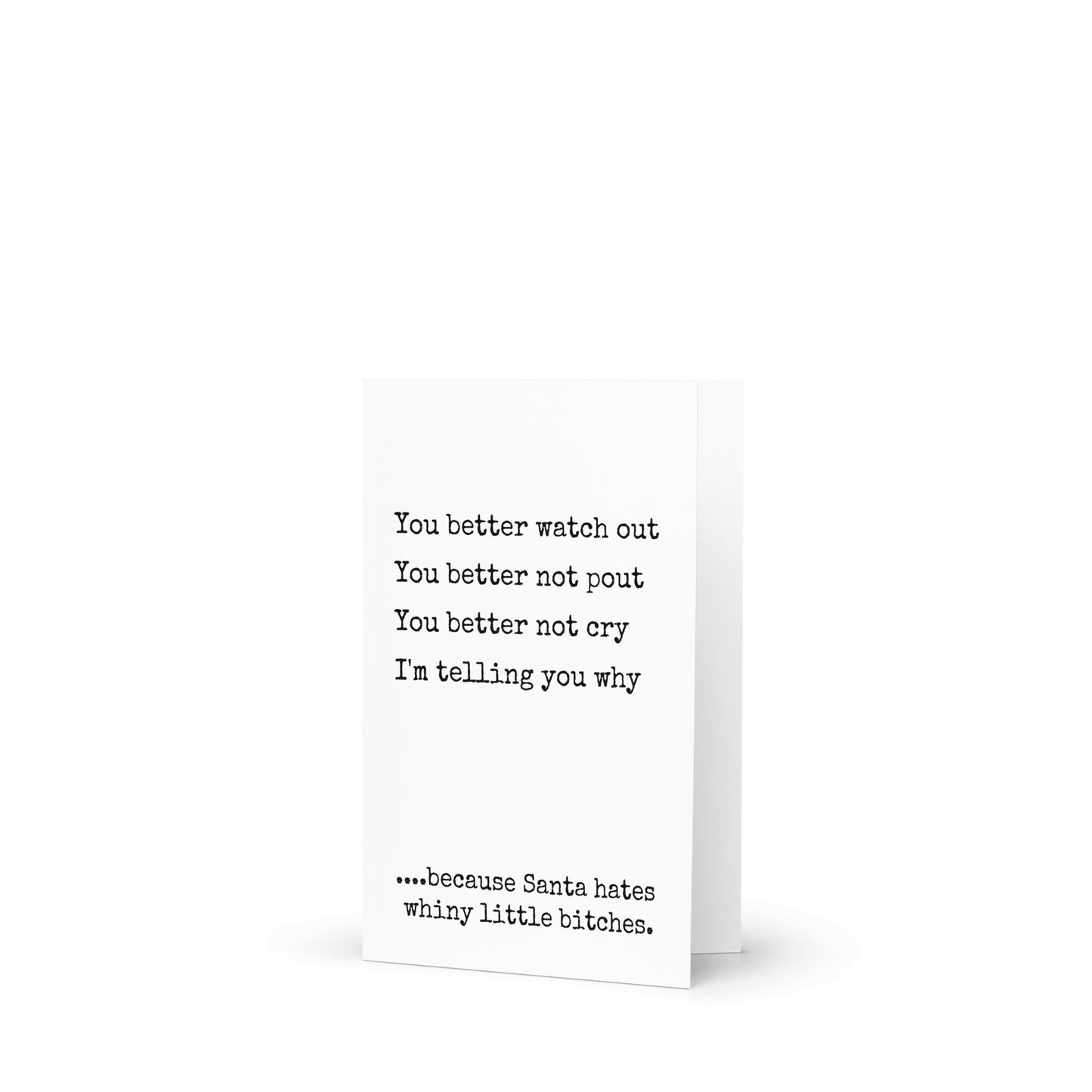 Santa doesn't like whiny little bitches funny Christmas greeting card - Not Your Granny's Greetings