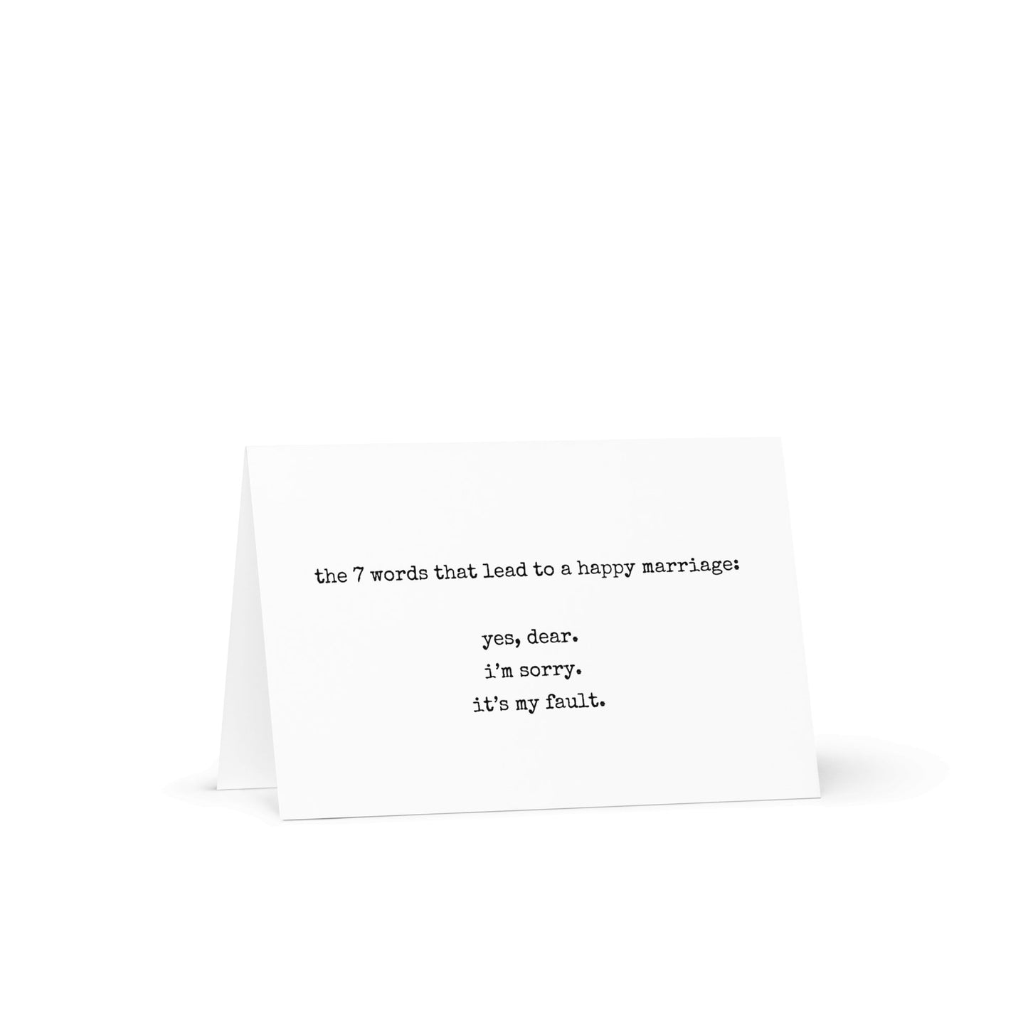 The 7 words that lead to a happy marriage funny greeting card - Not Your Granny's Greetings