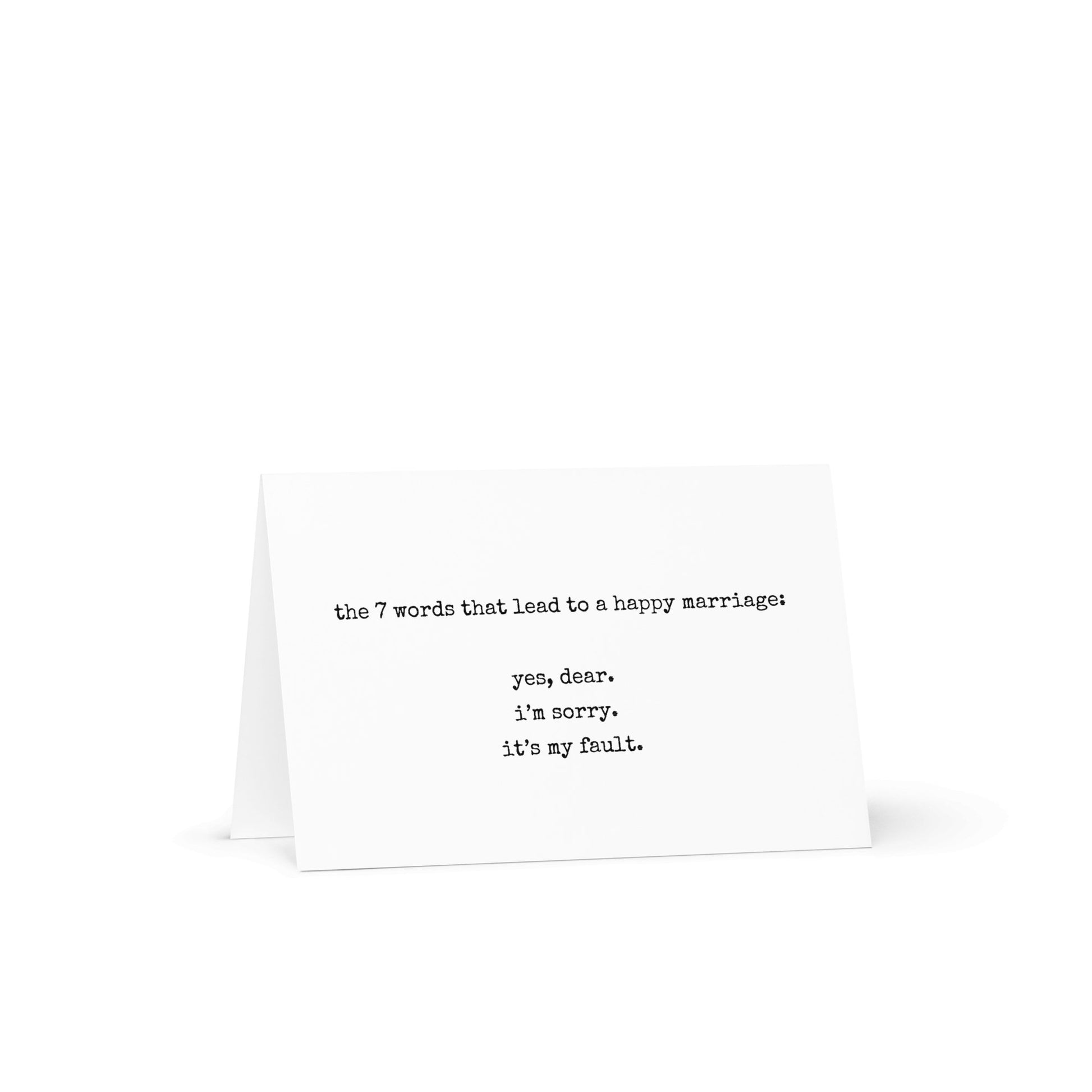 The 7 words that lead to a happy marriage funny greeting card - Not Your Granny's Greetings