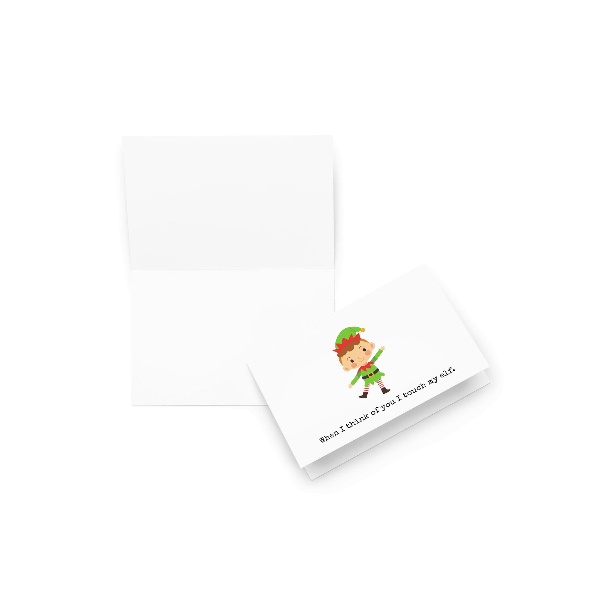 When I think of you when I touch my elf funny christmas card - Not Your Granny's Greetings